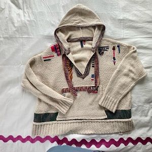Pilcro Beige Hooded Sweater with Multicolor Accents